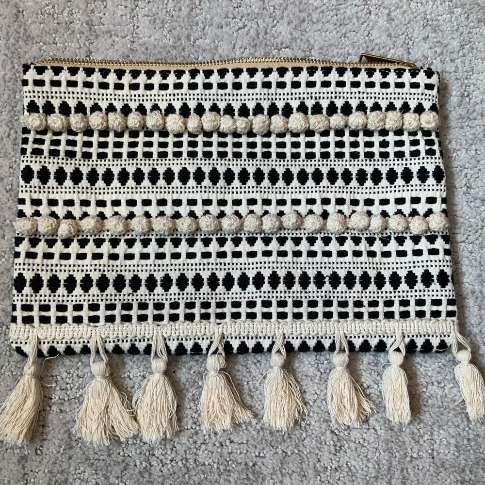 Sseko Woven Pom Pom Clutch